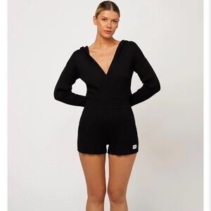 Nama Luxknit hooded romper black ribbed